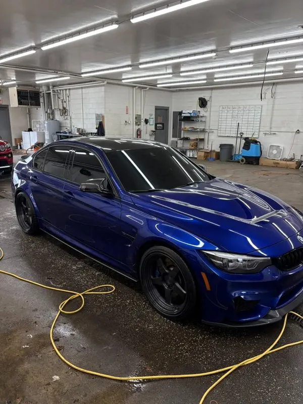 Blue BMW after exterior detailing in Lewis Center, Ohio